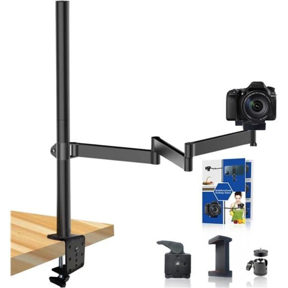 Heavy Desktop Overhead Camera Mount Rig Stand w/ Flexible Arm and 360° Ball Head